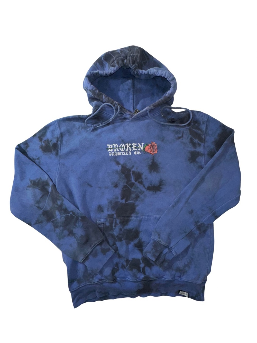 Broken Promises Numb To The World Blue Tie Dye Graphic Hoodie Medium